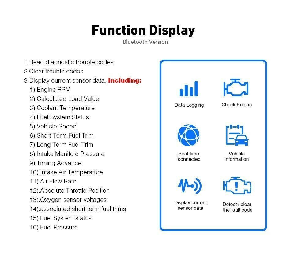 Scanner diagnostico Bluetooth OBDII per auto