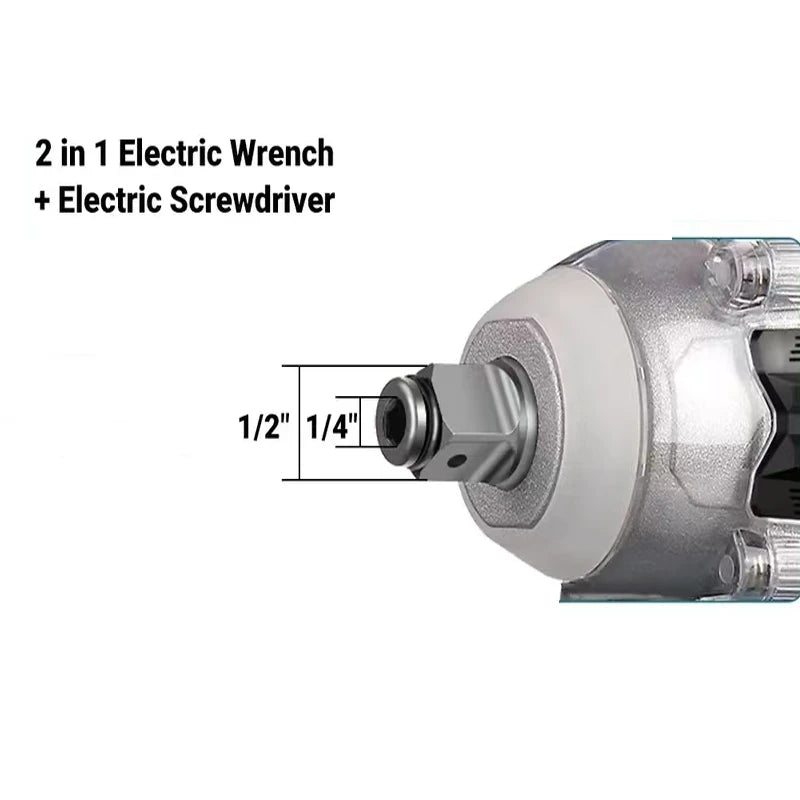 Electric Impact Wrench 520N.m Brushless Motor Strong Torque Li-ion Battery LED Light Cordless Wrench Compatible Makita Battery