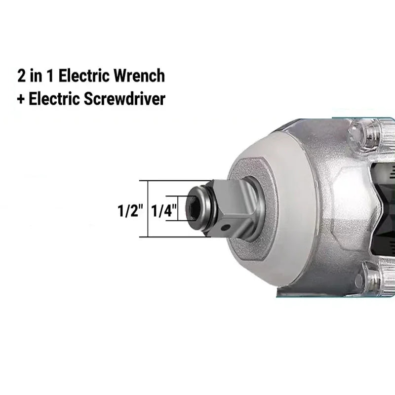 Electric Impact Wrench 520N.m Brushless Motor Strong Torque Li-ion Battery LED Light Cordless Wrench Compatible Makita Battery
