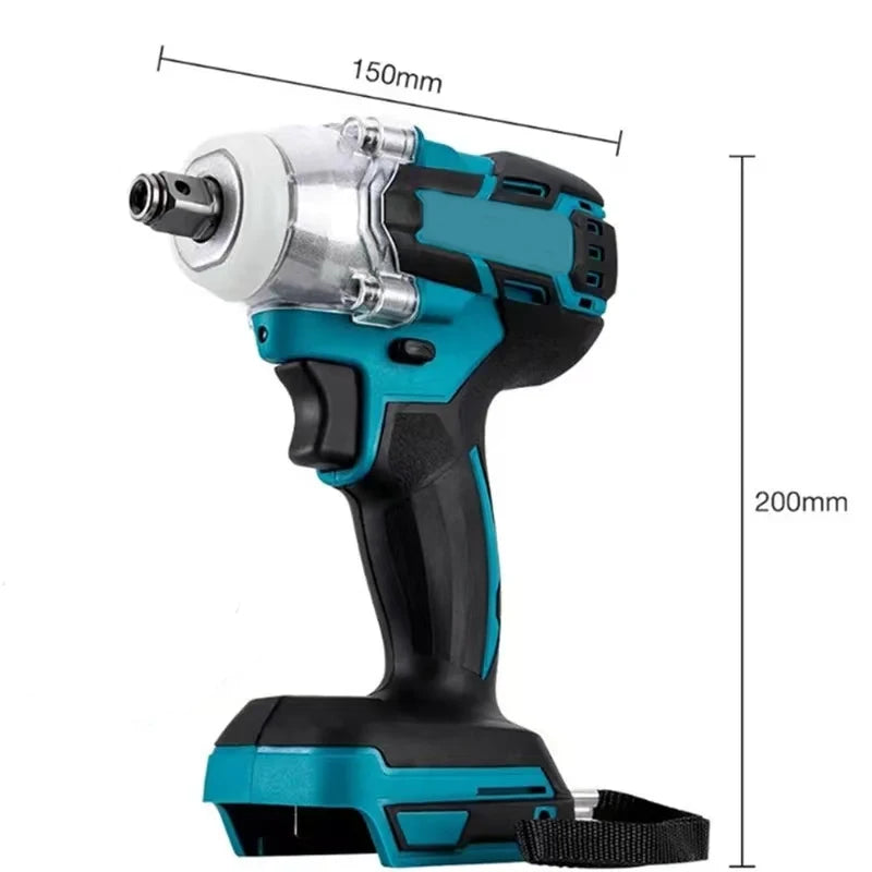 Electric Impact Wrench 520N.m Brushless Motor Strong Torque Li-ion Battery LED Light Cordless Wrench Compatible Makita Battery