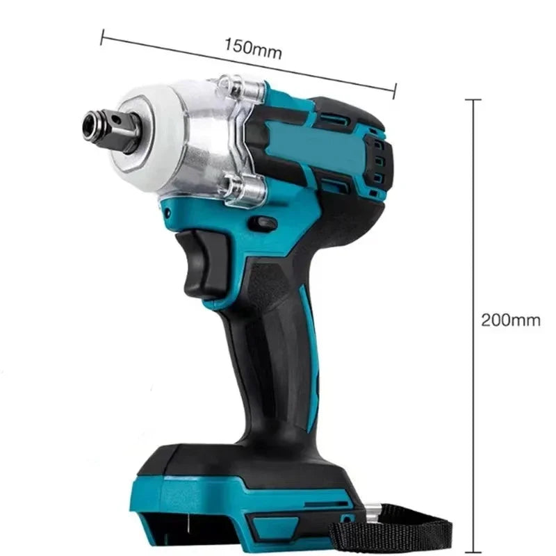 Electric Impact Wrench 520N.m Brushless Motor Strong Torque Li-ion Battery LED Light Cordless Wrench Compatible Makita Battery
