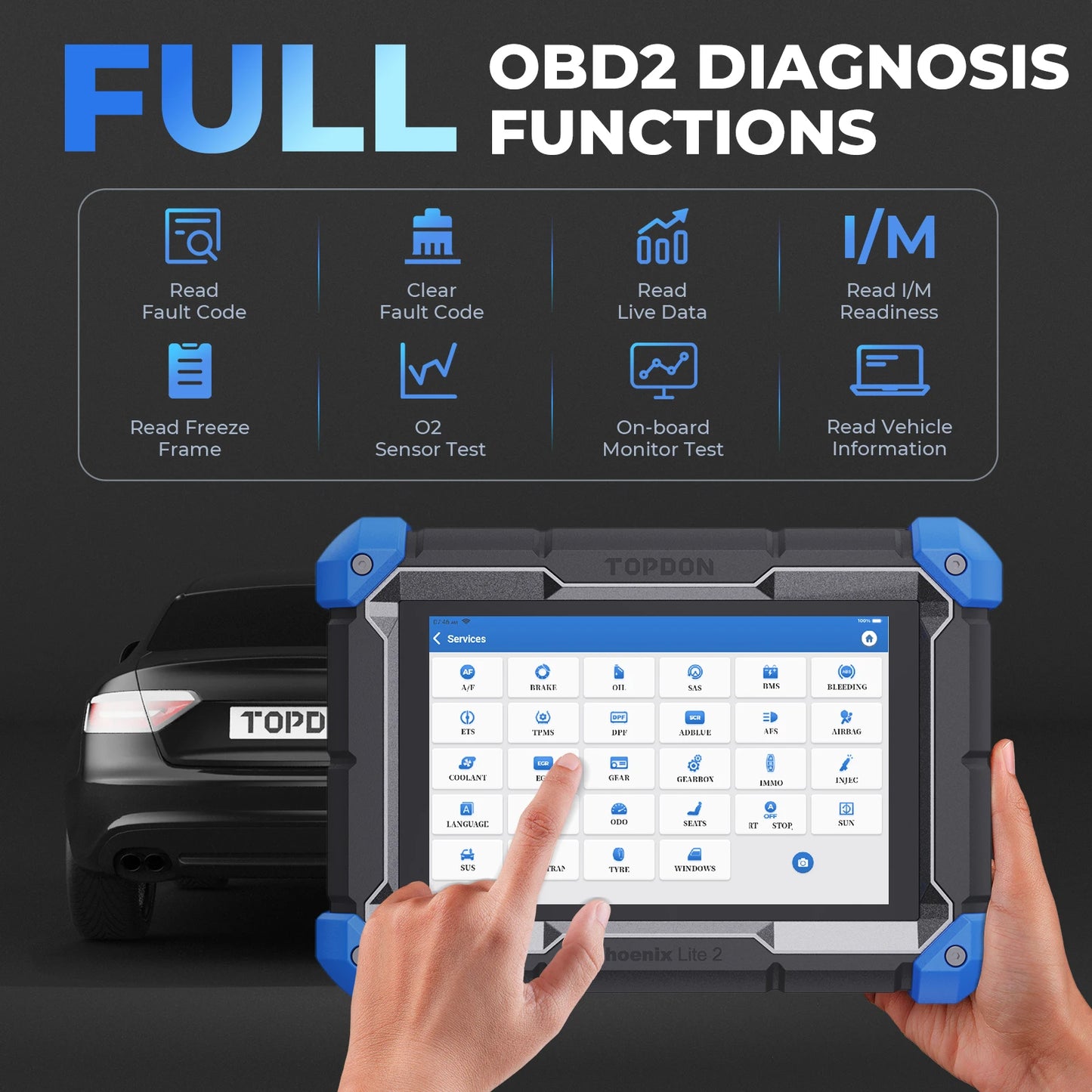 TOPDON Phoenix Lite3 Scanner 2Yrs Free Update All System Car Diagnostic ECU Online Coding 2 Scanner For Car Diagnostic Tool