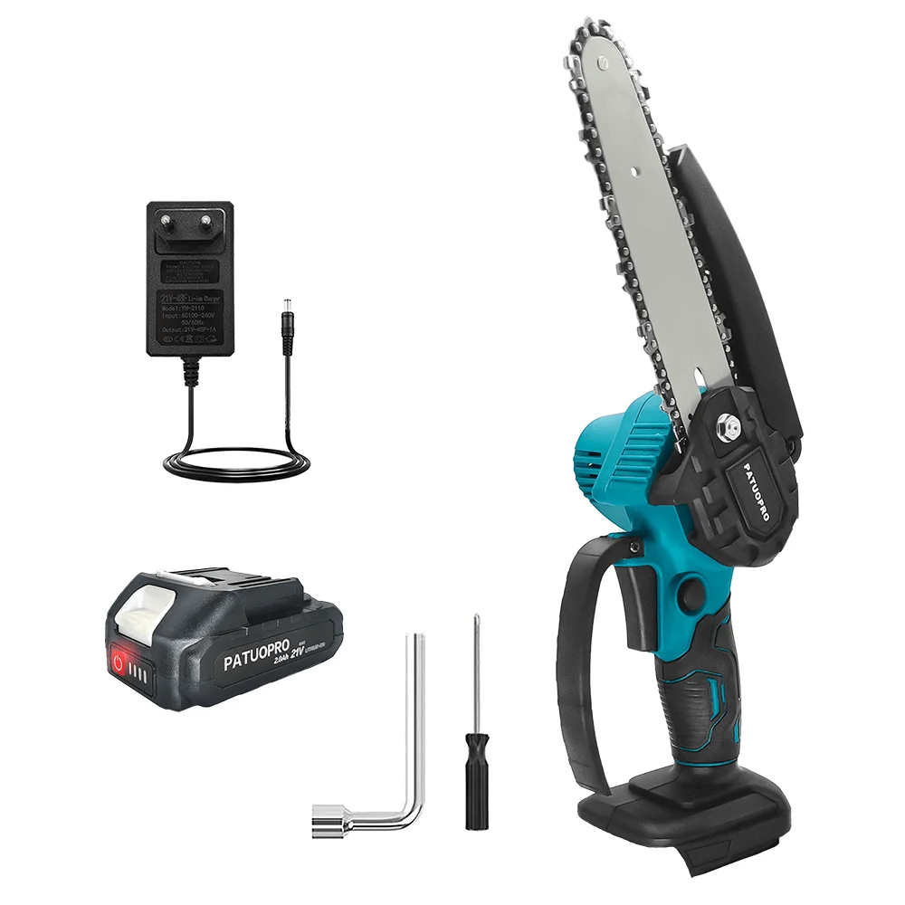 PATUOPRO Portable Mini 6 Inch Electric Chain Saw Handheld Woodworking Tool For Orchard Branch Cutter For Makita 18V Battery